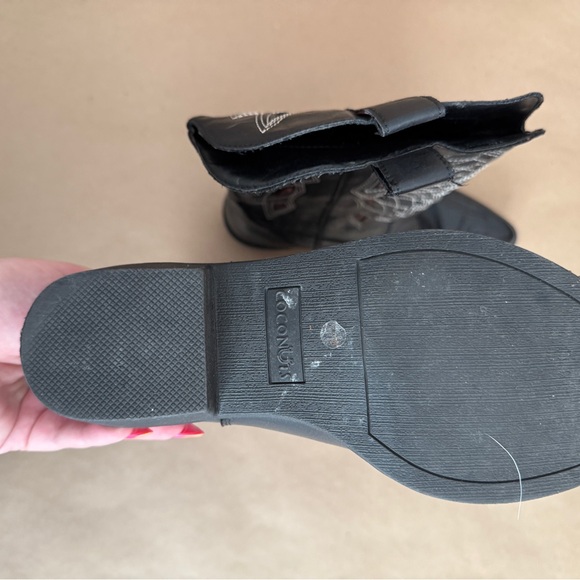 Black Cowboy Boots with Brown Details by Coconuts - Picture 3 of 4